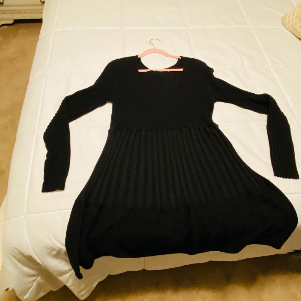 Black Ribbed Knit Dress